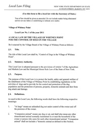 Dog Ordinance